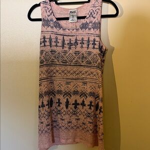 Vocal Pink Tank Top with Black Aztec Motif